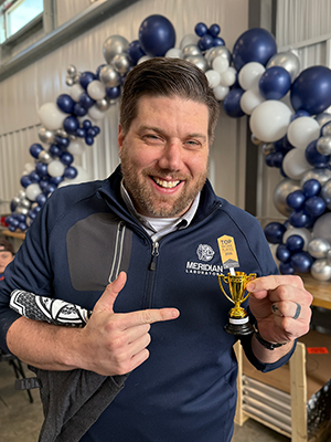 Workers enjoying snow